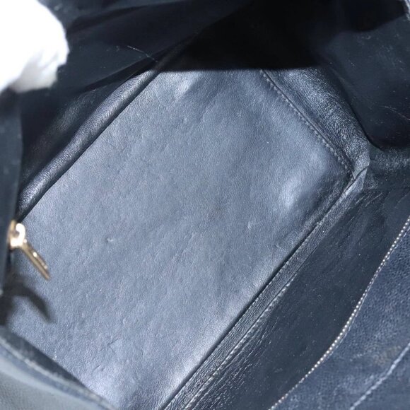 CHANEL Matelasse Chain Hand Bag Grained Calf Skin Black Gold CC Auth PP148 - Picture 11 of 16